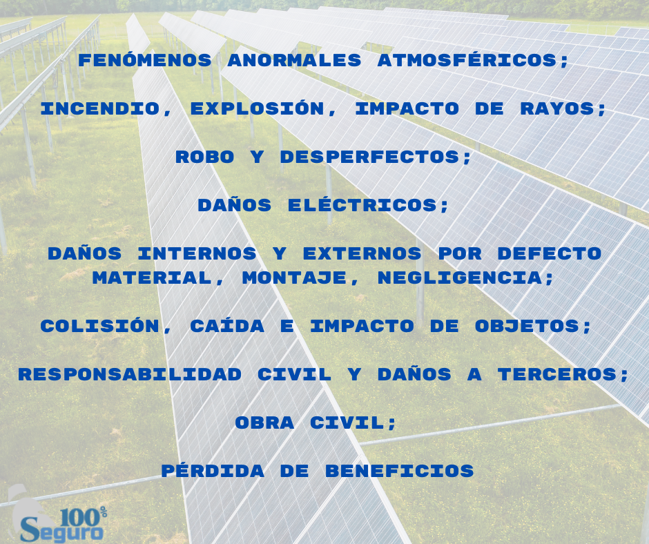 Listado de daños materiales y beneficios que un seguro para placas solares cubre 